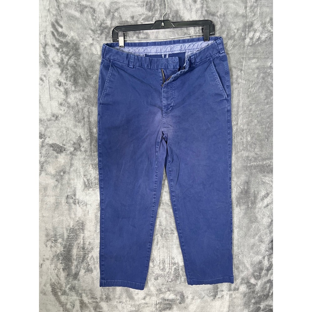 Brooks Brothers Clark Fit Chinos Mens 35x32 Blue Cotton Stretch Flat Front Pants